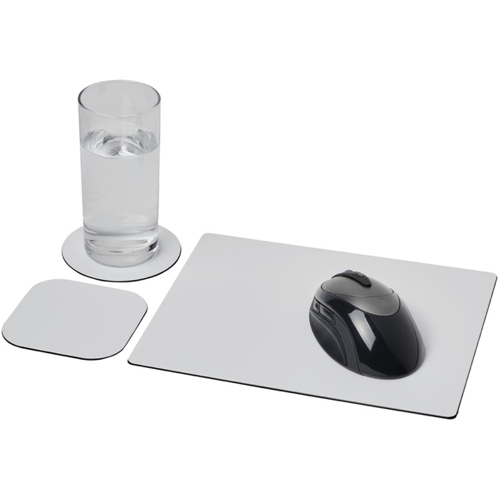 Combo 1 de alfombrilla para ratón y juego de posavasos