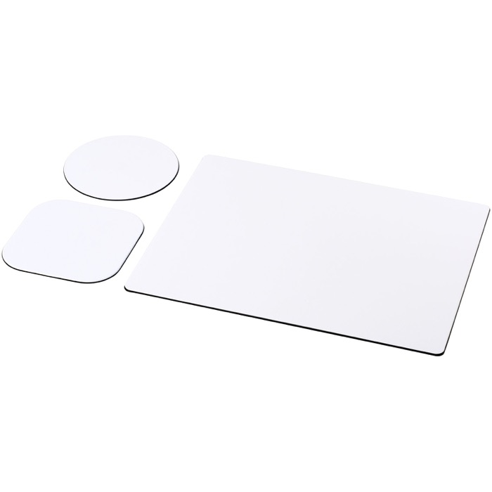 Combo 1 de alfombrilla para ratón y juego de posavasos